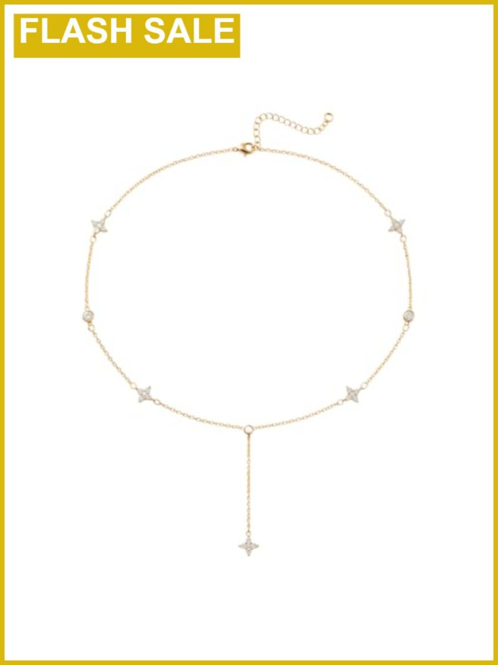 Gold Plated Lariat Necklace Y Shaped Drop Rhinestone Dainty Long Necklace